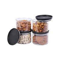 Plastic Storage Jar and Container Set I Air Tight  BPA Free 500 Ml Each, Set 4, Black-thumb1