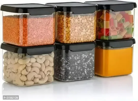 Plastic Storage Jar Container Set Air-Tight BPA Free 1100 ML Black with 500ml Set 6-thumb3