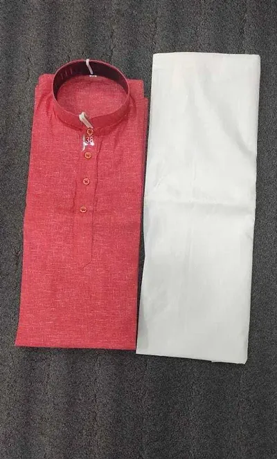 Reliable Cotton Blend Solid Kurta And Bottom Sets For Men