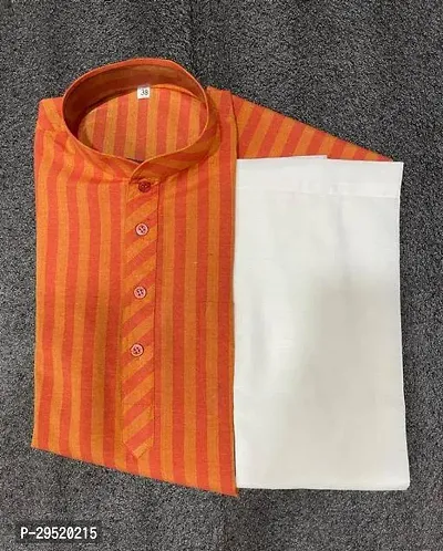 Reliable Orange Cotton Printed Knee Length Kurta Sets For Men-thumb0