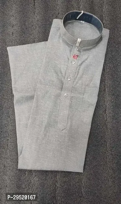 Reliable Grey Cotton Printed Knee Length Kurta For Men-thumb0