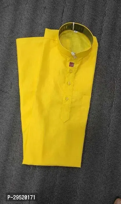 Reliable Yellow Cotton Printed Knee Length Kurta For Men