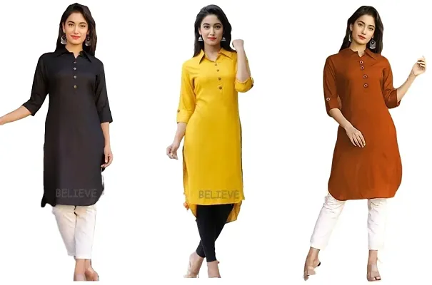 Trendy Multicoloured Self Design Banglori Silk Kurta Combo Of 3