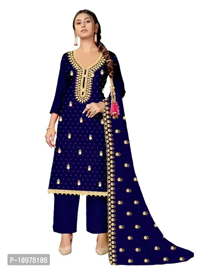 Classic Georgette Embroidered Dress Material with Dupatta for Women-thumb0
