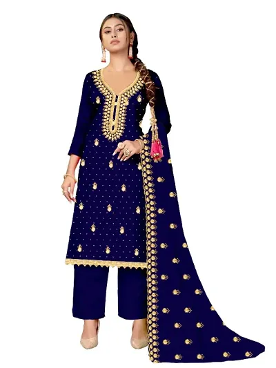 Classic Georgette Embroidered Dress Material with Dupatta for Women