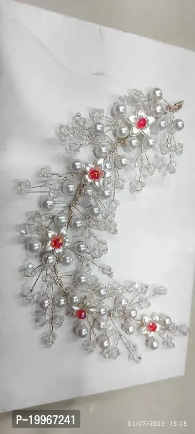 Wings Hair Clip Tiara Artificial Diamond Bridal Wedding Hair clip juda pin Hair Accessory Set  (White)
