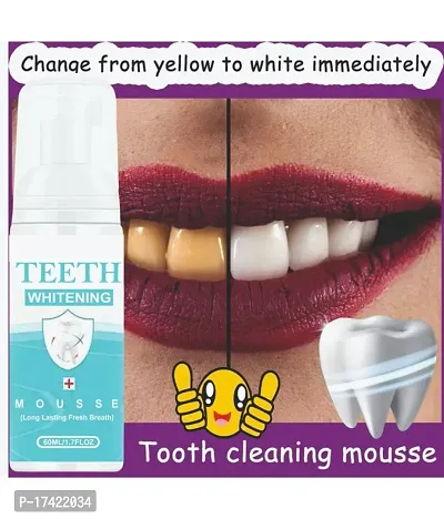 Teeth Whitening Foam Toothpaste Makes You Reveal Perfect  White Teeth, Natural Whitening Foam Toothpaste Mousse with Fluoride Deeply Clean Gums Remove Stains-60ml