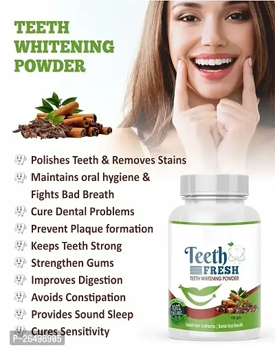 AJC Teeth Whitening Powder, For Shiny Polished Teeth, Improves Teeth Whiteness and Brightness, Helps Fight Plaque, Removes Stains, Freshens Breath, Natural Ingredients, 100gm-thumb3