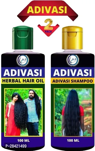 Adivasi Herbal Hair Oil And Shampoo (100ml) Strong and Shiny Hair| For All Skin Types (Pack of2)