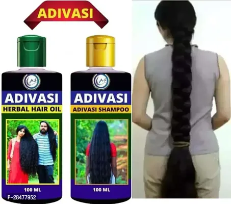 Adivasi Herbal Hair Oil And Shampoo (100ml) Strong and Shiny Hair(Pack of 2)-thumb0