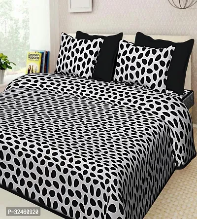 Ethnic Black Cotton Queen Printed 1 Bedsheet + 2 Pillowcovers-thumb0