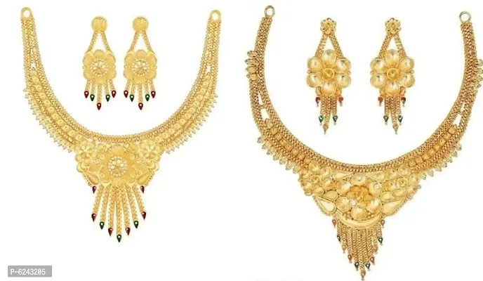 Alluring Gold Plated Alloy Jewellery Set For Women- Pack Of 2