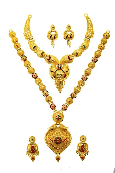 Traditional Alloy Gold Plated Necklace Set Pack of 2