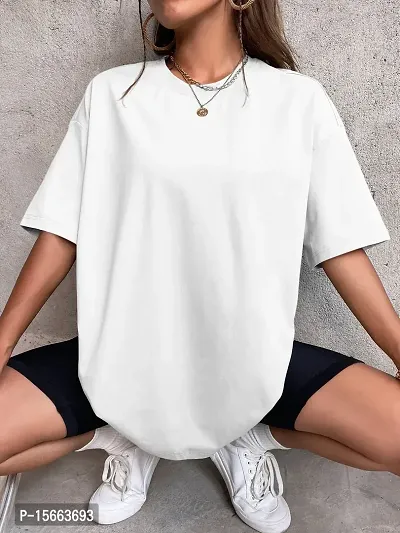 Stylish Fancy Cotton Solid T-Shirts For Women-thumb0