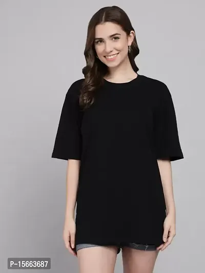 Stylish Fancy Cotton Solid T-Shirts For Women-thumb0