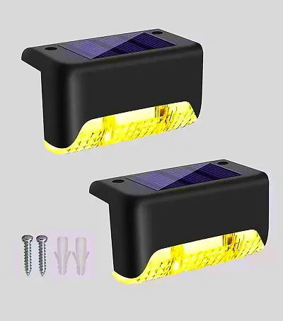 Decorative Solar Panel Step Lights for Outdoor Decks, Railing, Stairs with IP65 Protection (Pack of 2).