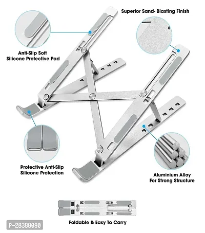 Adjustable Laptop Stand Laptop Table For Upto 40.64 cm (16) Silver with 6 Adjustable Levels.-thumb0