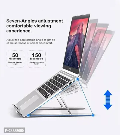 Adjustable Laptop Stand Laptop Table For Upto 40.64 cm (16) Silver with 6 Adjustable Levels.-thumb2