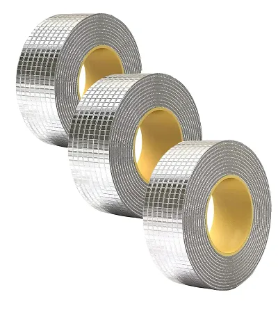 Super Strong Waterproof Permanent Repair Aluminum Butyl Tape Silver Single Sided Duct Tape ( Pack of 3 )
