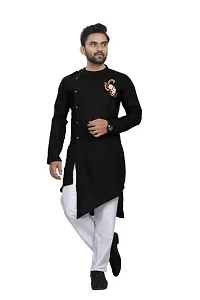 Men's Solid Ruby Cotton Designer Kurta  Bottom Set-thumb2