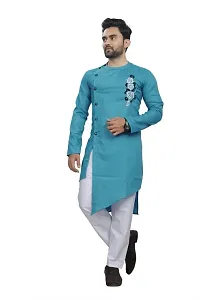 Men's Solid Ruby Cotton Designer Kurta  Bottom Set-thumb4