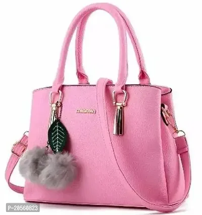 Stylish Pink Leather Solid Handbags For Women