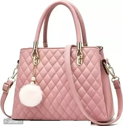 Stylish Pink Leather Solid Handbags For Women-thumb0