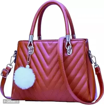 Stylish Maroon Leather Solid Handbags For Women-thumb0