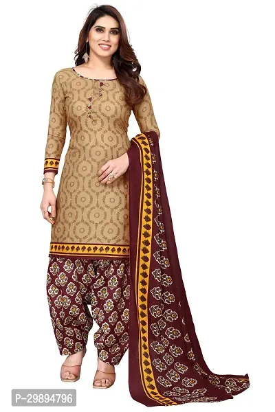 Elegant Cotton Blend Printed Dress Material with Dupatta For Women