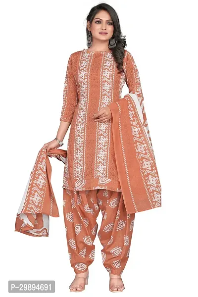 Elegant Cotton Blend Embroidered Dress Material with Dupatta For Women-thumb0