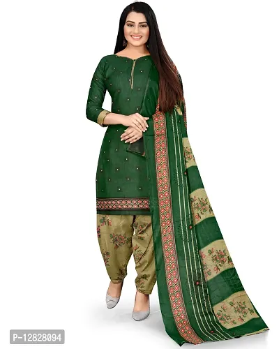 Elegant Cotton Printed Dress Material with Dupatta For Women-thumb0