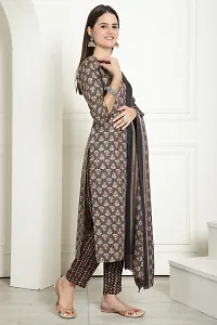 Stylish Grey Printed Cotton Kurta Pant With Dupatta For Women-thumb3