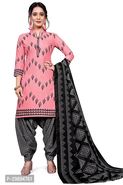 Elegant Cotton Blend Printed Dress Material with Dupatta For Women-thumb0