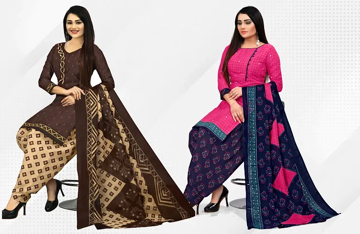 Elegant Dress Material With Dupatta For Women Pack Of 2