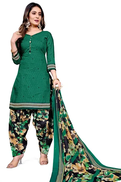 Elegant Cotton Ethnic Print Dress Material with Dupatta