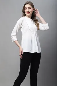 Elegant White Pure Cotton Solid Top For Women-thumb3