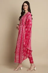 Stylish Red Printed Cotton Blend Kurta Pant With Dupatta For Women-thumb4