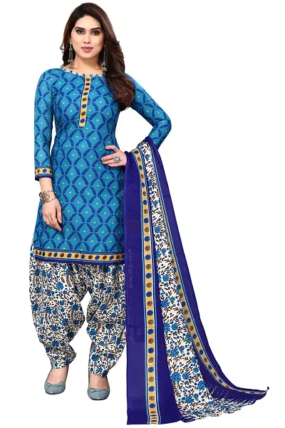 Elegant Floral Print Dress Material with Dupatta For Women