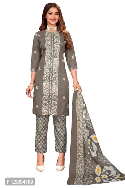 Elegant Cotton Blend Embroidered Dress Material with Dupatta For Women-thumb0