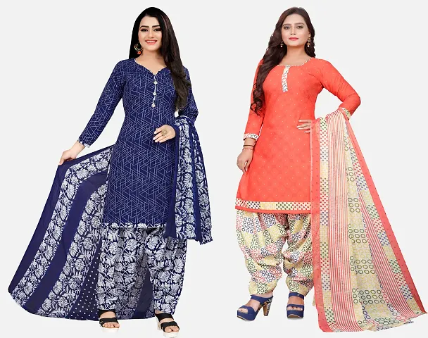 Elegant Dress Material With Dupatta For Women Pack Of 2