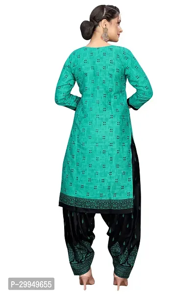 Stylish Green Cotton Blend Kurta, Bottom And Dupatta Set For Women-thumb5