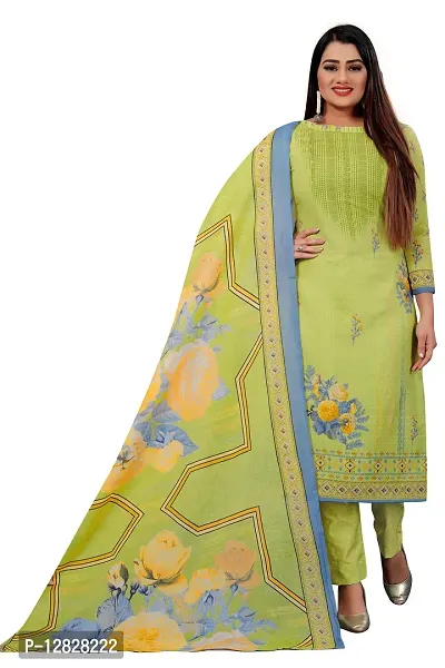 Elegant Cotton Printed Dress Material With Dupatta For Women