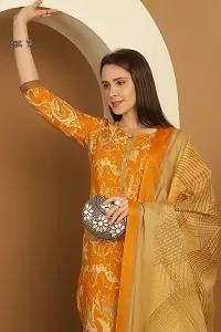 Stylish Orange Printed Cotton Blend Kurta Pant With Dupatta For Women-thumb4