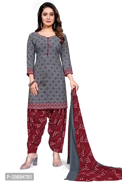 Elegant Cotton Blend Printed Dress Material with Dupatta For Women