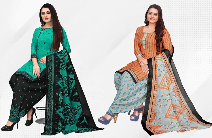 Elegant Dress Material With Dupatta For Women Pack Of 2