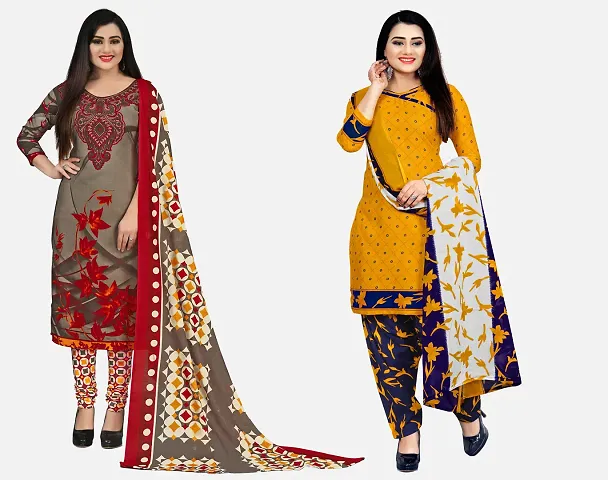 Elegant Dress Material With Dupatta For Women Pack Of 2