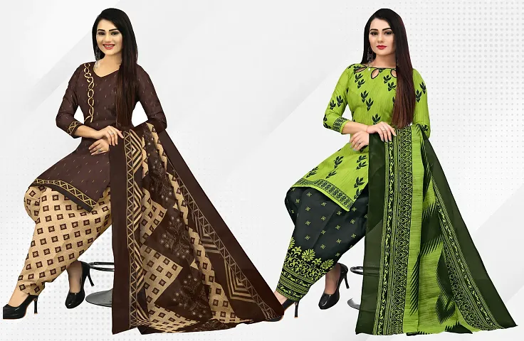 Elegant Dress Material With Dupatta For Women Pack Of 2