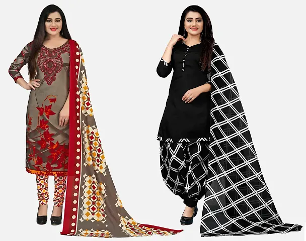 Elegant Dress Material With Dupatta For Women Pack Of 2