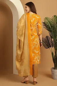 Stylish Orange Printed Cotton Blend Kurta Pant With Dupatta For Women-thumb1