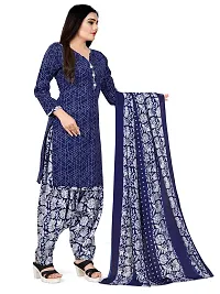 Stylish Blue Cotton Blend Kurta, Bottom And Dupatta Set For Women-thumb4